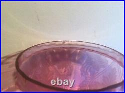 Antique Cranberry Acid Etched Beehive Shaped Oil Lamp Shade