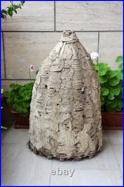 Antique French Bee Skep Handwoven Straw Beehive Rustic Farmhouse Garden Decor