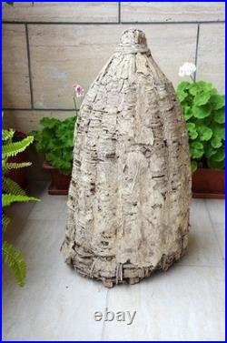 Antique French Bee Skep Handwoven Straw Beehive Rustic Farmhouse Garden Decor