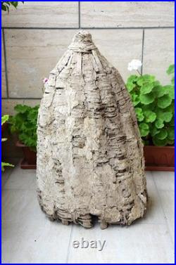 Antique French Bee Skep Handwoven Straw Beehive Rustic Farmhouse Garden Decor