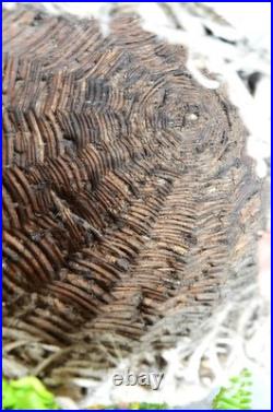 Antique French Bee Skep Handwoven Straw Beehive Rustic Farmhouse Garden Decor