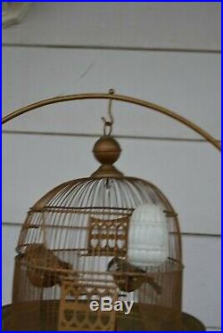 Antique Hendryx Brass Bee Hive Bird Cage with Stand
