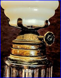 Antique Miniature Oil Lamp Embossed Time & Light Pride of America, Beehive Shade