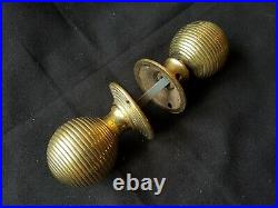 Antique Pair of Victorian Brass (Beehive) Door Knobs (EB242)