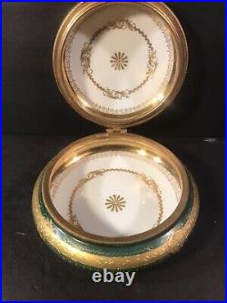 Antique Porcelain Box/ Raised Gold/ Royal Vienna/ Austria C. 1880/ Beehive Mark