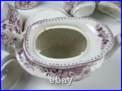 Antique Purple Staffordshire Beehive pattern Partial Childs Tea Set c. 1835