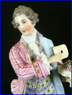 Antique Royal Vienna Figurine Man Carrying Letter & Flowers 7 3/4 Beehive Mark