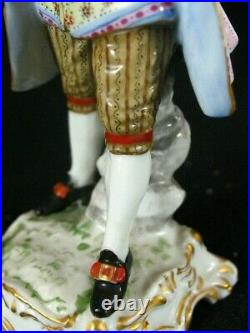 Antique Royal Vienna Figurine Man Carrying Letter & Flowers 7 3/4 Beehive Mark