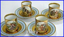 Antique Royal Vienna Style Porcelain Tea Coffee Set withTray Beehive/Shield Mark