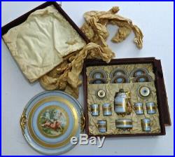 Antique Royal Vienna Style Porcelain Tea Coffee Set withTray Beehive/Shield Mark