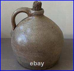 Antique Salt Glazed Beehive Whiskey Jug Primitive Americana Stoneware 8