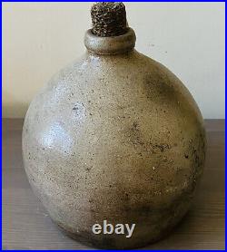 Antique Salt Glazed Beehive Whiskey Jug Primitive Americana Stoneware 8