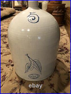 Antique Stoneware Redwing 5 Gallon Beehive Jug With Birch Leaves