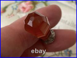 Antique Victorian/Edwardian carved carnelian agate Sterling silver beehive seal