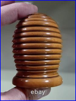 Antique Wooden Beehive Money Box Quality Screw Top