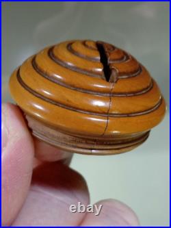 Antique Wooden Beehive Money Box Quality Screw Top