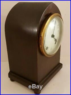 Antique Working 1920's NEW HAVEN Mahogany Gothic Beehive Mantel Shelf Clock
