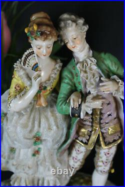 Antique vienna beehive marked lace porcelain figurine couple statue