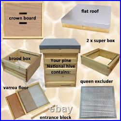 Assembled National Bee Hive Pine Bee Keeping 2 Super 1 Brood Beekeeping Apiary