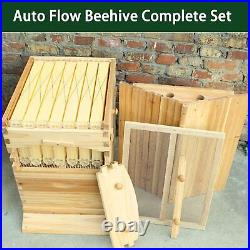 Auto Beehive Beekeeping Wooden House Box 7PCS Frames Flowing Honey Comb Hive