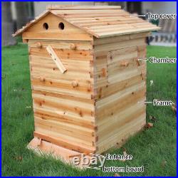 Auto Beehive Beekeeping Wooden House Box 7PCS Frames Flowing Honey Comb Hive