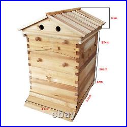Auto Honey Wooden Bee Hive House Kit+7pcs Automatic Frame Comb Honey Hives Kit