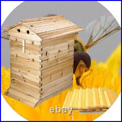 Automatic Wooden Bee Hive House kit+7xUpgraded Auto Frame Comb-Beehive Box Honey