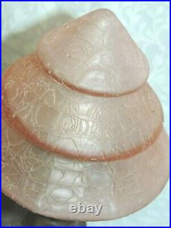 Beautiful Antique Art Nouveau Nude Lamp Pink Beehive Czech Shade