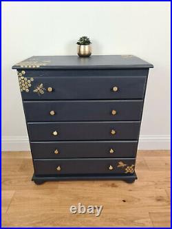 Beautiful Chest of drawers with bees, bee hive, honeycomb and hexagon knobs