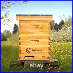 BeeCastle 10-Frames Complete Beehive Kit, 100% Beeswax Coated Bee Hive Includes