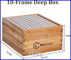 BeeCastle 10-Frames Complete Beehive Kit, 100% Beeswax Coated Bee Hive Includes