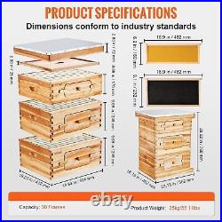 Bee Hive 30 Frame Bee Hives Starter Kit, Beeswax Coated Cedar Wood, 2 Deep +