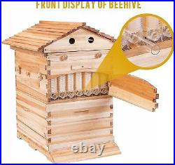 Bee Hive Beekeeping Brood Wooden House Box + 7 PCS Free Flowing Beehive Frames