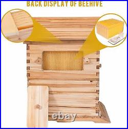 Bee Hive Beekeeping Brood Wooden House Box + 7 PCS Free Flowing Beehive Frames