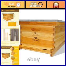 Bee Hive Box Kit 10 Frame Beehive, Beeswax Coated, Complete Beekeeping Set