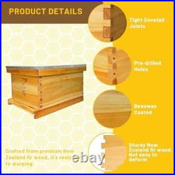 Bee Hive Box Kit 10 Frame Beehive, Beeswax Coated, Complete Beekeeping Set