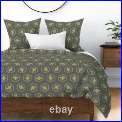 Bee Hive Hives Yellow Modern Nursery Bumble Sateen Duvet Cover by Roostery