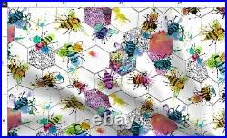 Bee Hive Honeycomb Paint Watercolor 100% Cotton Sateen Sheet Set by Spoonflower