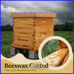 Bee Hive Starter Kit Premium Beekeeping Full Set Up 16 Frame, Beeswax Coated