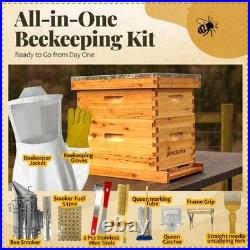 Bee Hive Starter Kit Premium Beekeeping Full Set Up 16 Frame, Beeswax Coated