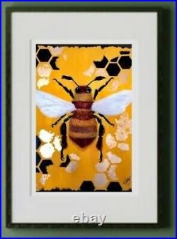 Bee hive insect Yellow Black White Abstract contemporary modern Prints wall art