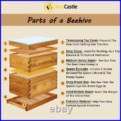Beecastle 10-Frame Langstroth Beehive, Beeswaxed Coated Bee Hive Starter Kit for