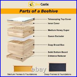 Beecastle 8 Frame Langstroth Bee Hive, Beehive Starter Kit for Beginners with Be