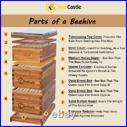 Beecastle 8 Frame Langstroth Bee Hive Coated with 100% Beeswax Includes Beehive