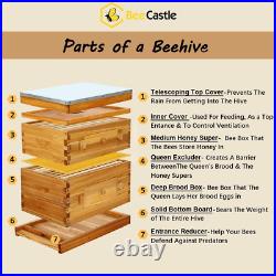 Beecastle 8 Frame Langstroth Beehive, Bee Hive Beeswaxed Coated Beehive Starter