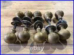 Beehive Brass Doorknobs Victorian 5 pairs 2 diax2 1/2 long 7 with spindles