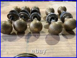Beehive Brass Doorknobs Victorian 5 pairs 2 diax2 1/2 long 7 with spindles