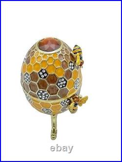 Beehive Egg with Bees Trinket Box Handmade by Keren Kopal Austrian Crystals
