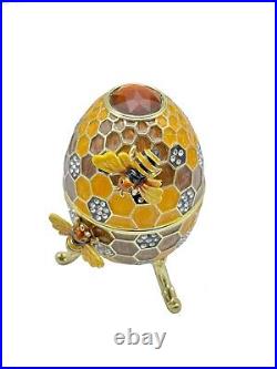 Beehive Egg with Bees Trinket Box Handmade by Keren Kopal Austrian Crystals