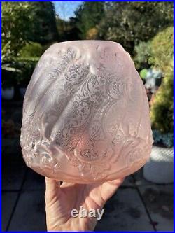 Beehive Pale Pink Cranberry Needle Etched Embossed Oil Lamp Shade